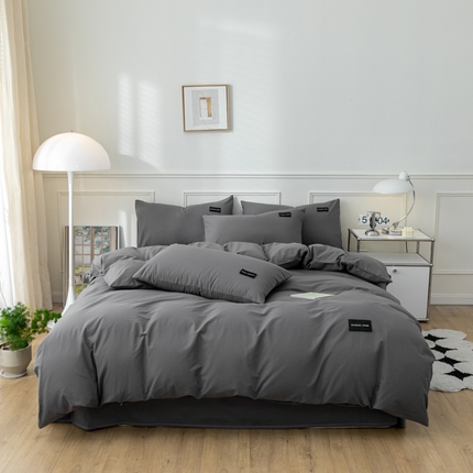 91家纺网 家纺一手货源 找家纺 （总）九沐良品 新款纯色双拼四件套