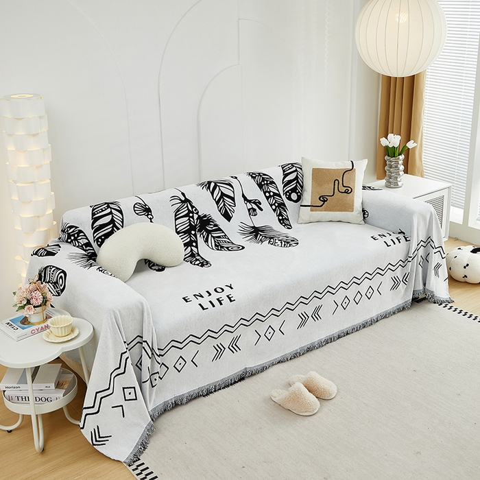 91家纺网 家纺一手货源 找家纺 共鸣沙发套 2024新款雪尼尔提花系列沙发巾 屿森