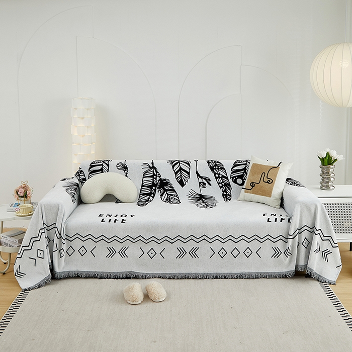 91家纺网 家纺一手货源 找家纺 共鸣沙发套 2024新款雪尼尔提花系列沙发巾 屿森