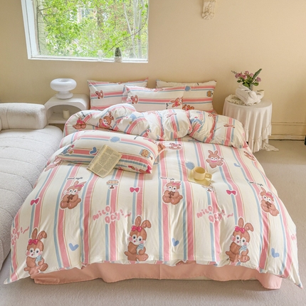 91家纺网 家纺一手货源 找家纺 （总）贝扬思家纺 2024新款水洗皱皱纱简约款四件套-系列二