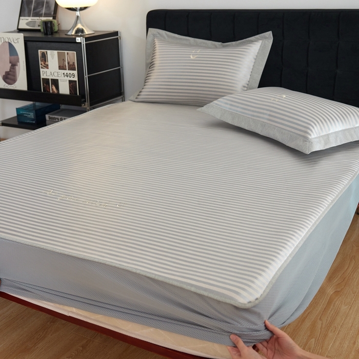 91家纺网 家纺一手货源 找家纺 时年家纺 2024新款wish笑脸冰丝凉席 wish 米