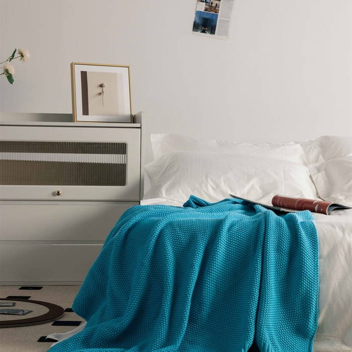 91家纺网 家纺一手货源 找家纺 暖绵绵家纺 2025新款全棉针织纯色毯子毛毯-艾悦 时尚兰