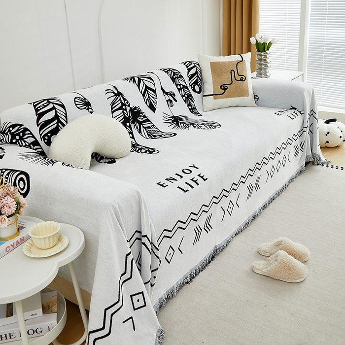 91家纺网 家纺一手货源 找家纺 共鸣沙发套 2024新款雪尼尔提花系列沙发巾 屿森