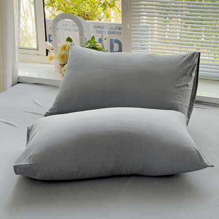 艾特你  2024新款A类水洗棉单枕套系列 浅灰色