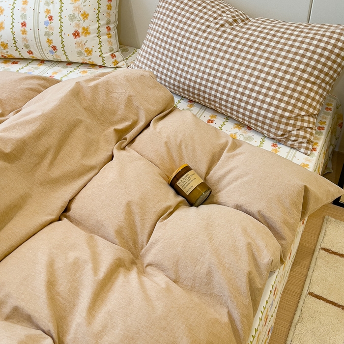 91家纺网 家纺一手货源 找家纺 感遇家纺 2024新款水洗棉混搭印花四件套 初夏