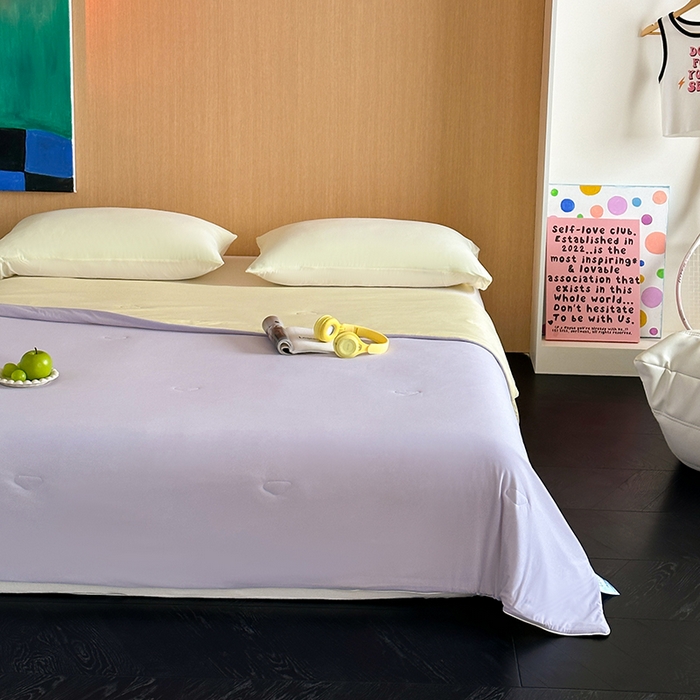 91家纺网 家纺一手货源 找家纺 昔可家纺 2024新款冰淇淋瓜瓜夏凉被 奶芋色