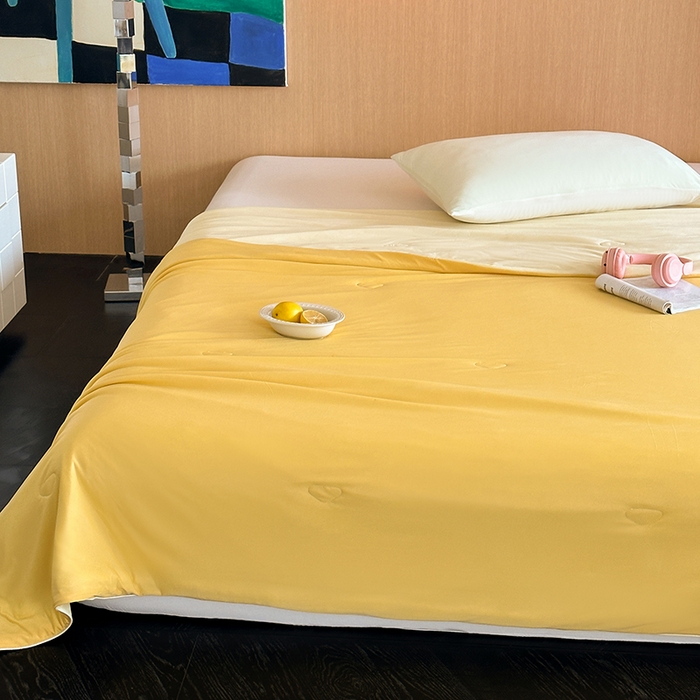 91家纺网 家纺一手货源 找家纺 昔可家纺 2024新款冰淇淋瓜瓜夏凉被 芝士黄