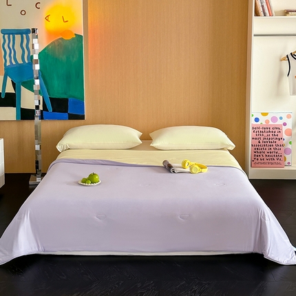 91家纺网 家纺一手货源 找家纺 昔可家纺 2024新款冰淇淋瓜瓜夏凉被 奶芋色