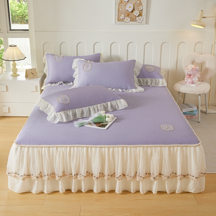 91家纺网 家纺一手货源 找家纺 菊上家纺 2024新款雅典娜系列—PE全凉感软席床裙款 雅典娜-紫