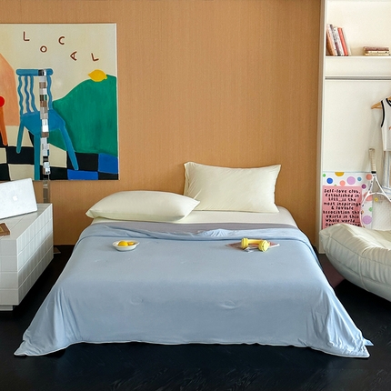 91家纺网 家纺一手货源 找家纺 昔可家纺 2024新款冰淇淋瓜瓜夏凉被 烟灰蓝