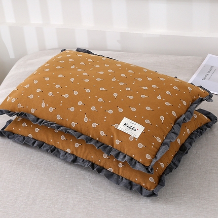 91家纺网 家纺一手货源 找家纺 （总）梦叶草 2024新款枕芯全棉砂洗小清新系列荷叶边42×60cm全荞麦枕头