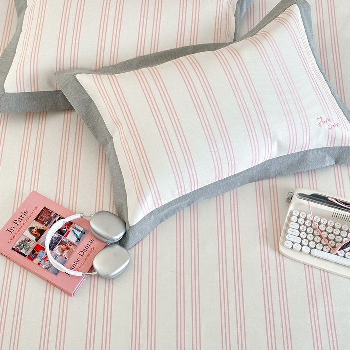 91家纺网 家纺一手货源 找家纺 时年家纺 2024新款条纹刺绣冰丝凉席--床笠款 床笠款-礼物喵