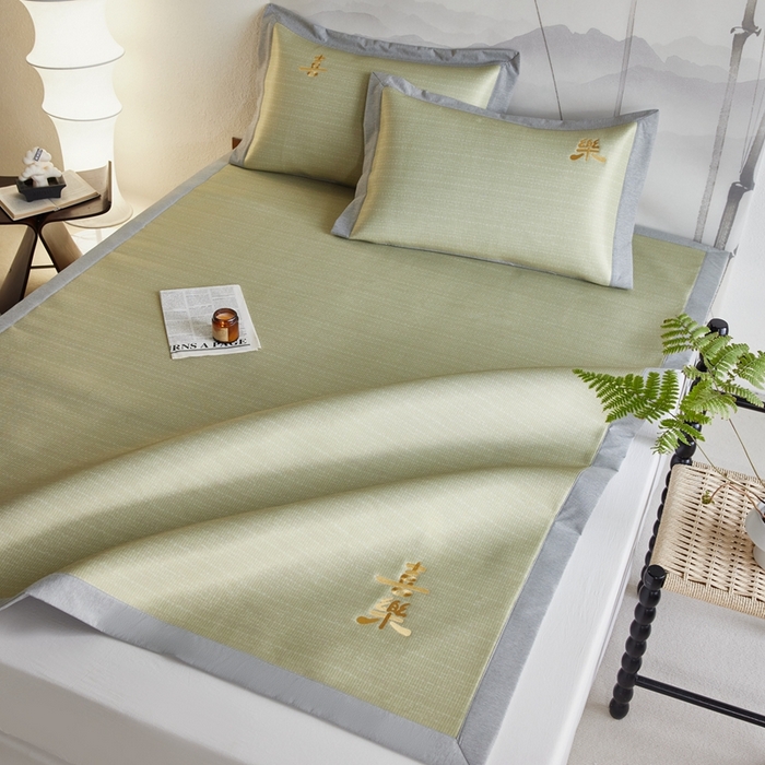 91家纺网 家纺一手货源 找家纺 时年家纺 2024新款喜乐刺绣冰藤席 喜乐米