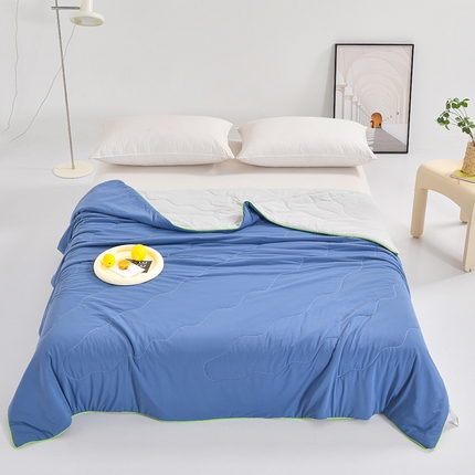 91家纺网 家纺一手货源 找家纺 亚龙工厂店 2024新款冰淇淋云母凉感瓜瓜抗菌夏被 海盐波波-蓝拼灰