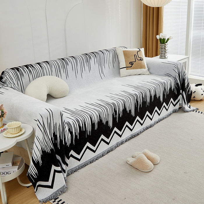 91家纺网 家纺一手货源 找家纺 共鸣沙发套 2024新款雪尼尔提花系列沙发巾 线条