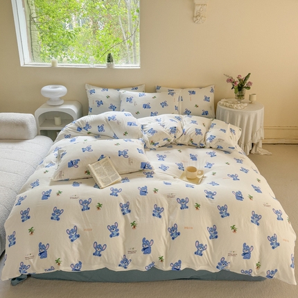 91家纺网 家纺一手货源 找家纺 （总）贝扬思家纺 2024新款水洗皱皱纱简约款四件套-系列二