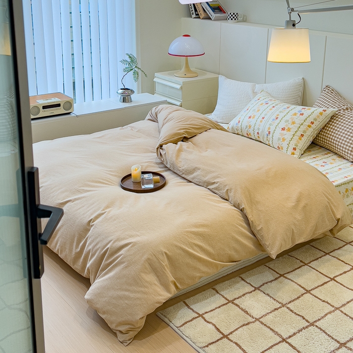 91家纺网 家纺一手货源 找家纺 感遇家纺 2024新款水洗棉混搭印花四件套 初夏