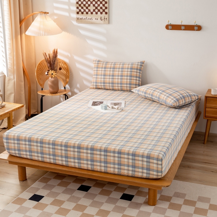 91家纺网 家纺一手货源 找家纺 萌飞 2024新款A类色织水洗棉床笠 星空米