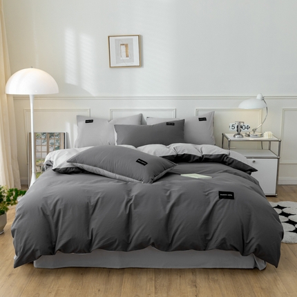 91家纺网 家纺一手货源 找家纺 （总）九沐良品 新款纯色双拼四件套