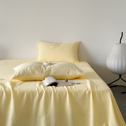 91家纺网 家纺一手货源 找家纺 （总）山舍家居 2024新款纯色全棉双层皱皱纱单品系列--单床单