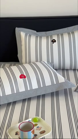 91家纺网 家纺一手货源 找家纺 时年家纺 2024新款条纹刺绣冰丝凉席--床席款 床席款-大吉大利