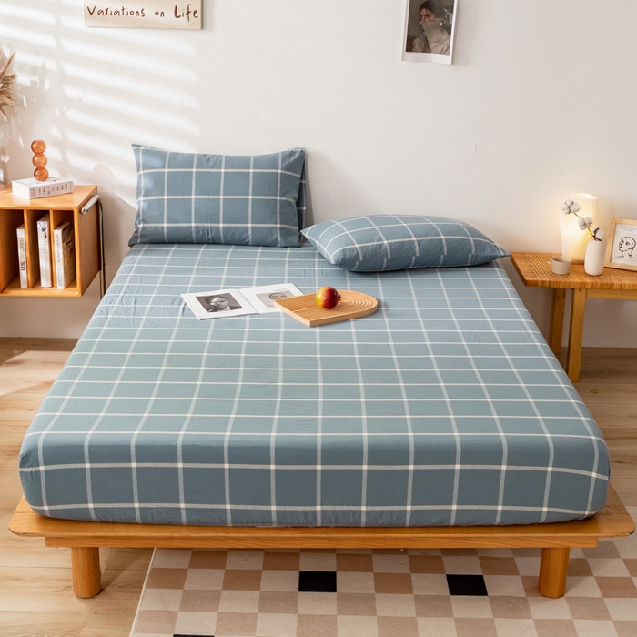 91家纺网 家纺一手货源 找家纺 萌飞 2024新款A类色织水洗棉床笠 柏拉图兰