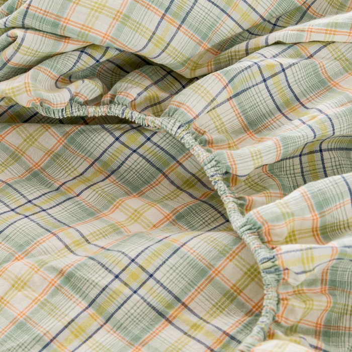 91家纺网 家纺一手货源 找家纺 萌飞 2024新款A类色织水洗棉床笠 森与绿