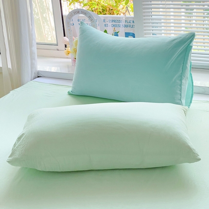 艾特你  2024新款A类水洗棉单枕套系列 混搭-水绿藻绿