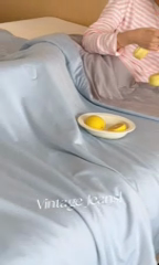 91家纺网 家纺一手货源 找家纺 昔可家纺 2024新款冰淇淋瓜瓜夏凉被 烟灰蓝