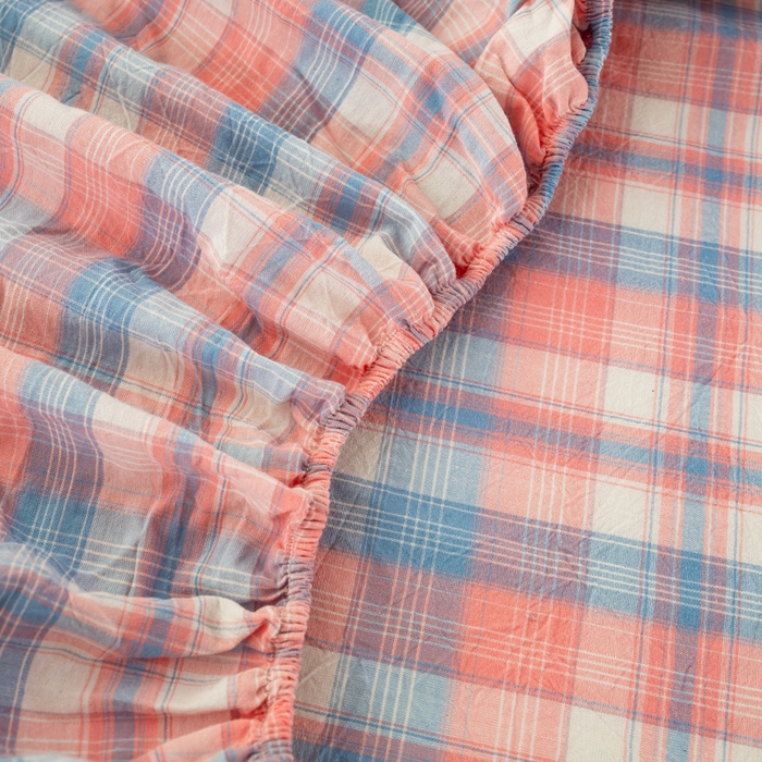 91家纺网 家纺一手货源 找家纺 萌飞 2024新款A类色织水洗棉床笠 星空粉