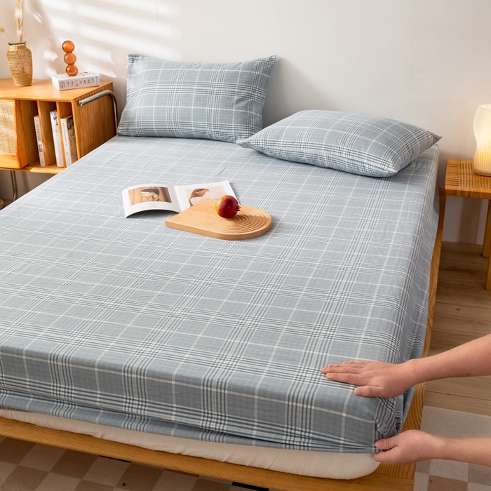 91家纺网 家纺一手货源 找家纺 萌飞 2024新款A类色织水洗棉床笠 柏林兰