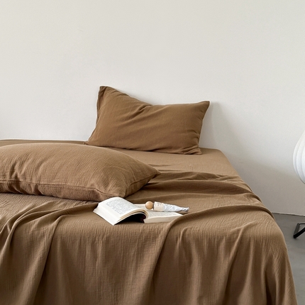 91家纺网 家纺一手货源 找家纺 （总）山舍家居 2024新款纯色全棉双层皱皱纱单品系列--单床单