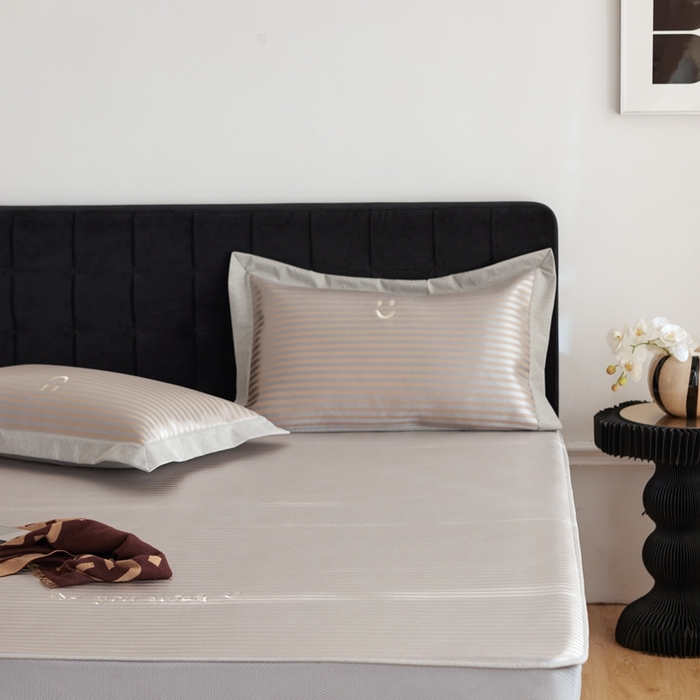 91家纺网 家纺一手货源 找家纺 时年家纺 2024新款wish笑脸冰丝凉席 wish 咖