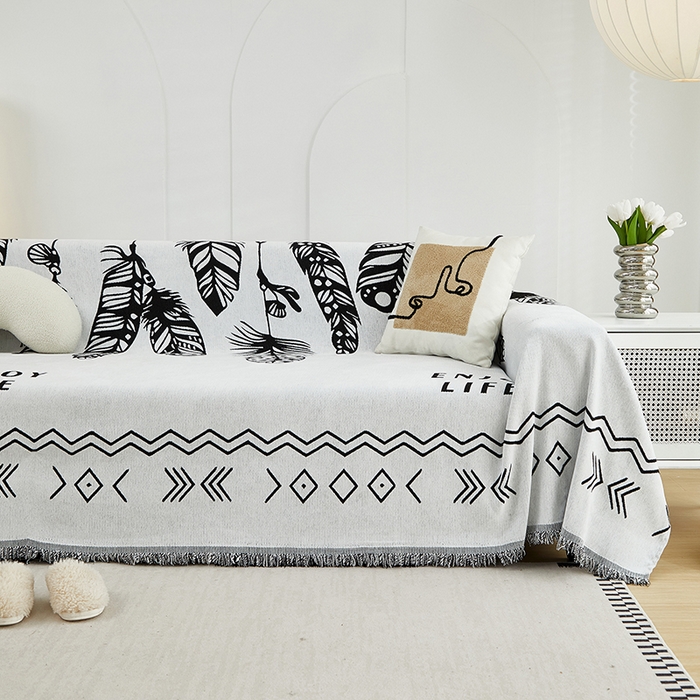 91家纺网 家纺一手货源 找家纺 共鸣沙发套 2024新款雪尼尔提花系列沙发巾 屿森