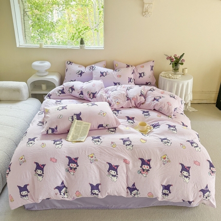 91家纺网 家纺一手货源 找家纺 （总）贝扬思家纺 2024新款水洗皱皱纱简约款四件套-系列二