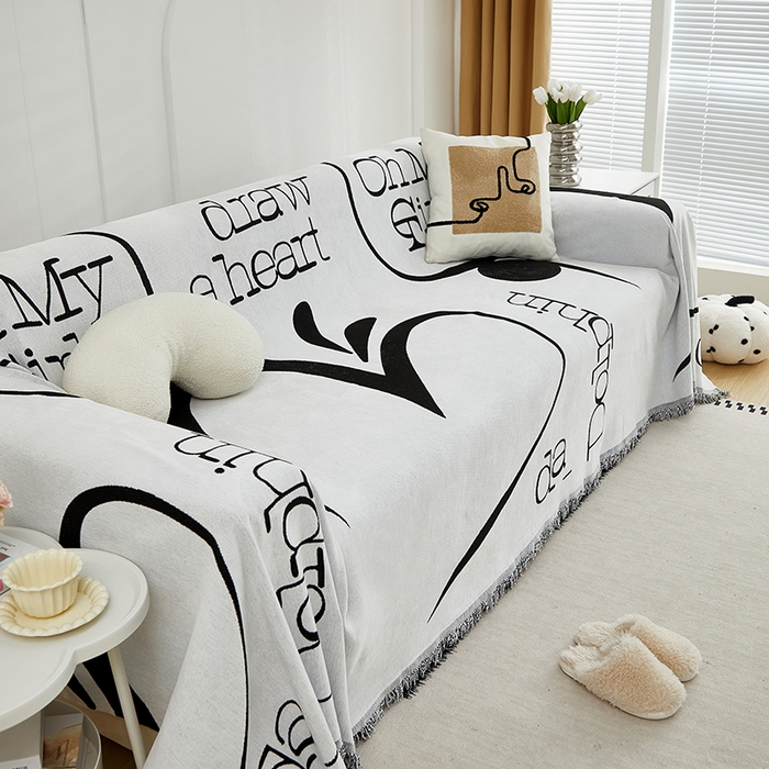 91家纺网 家纺一手货源 找家纺 共鸣沙发套 2024新款雪尼尔提花系列沙发巾 爱心