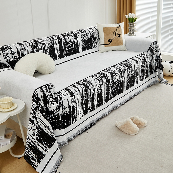 91家纺网 家纺一手货源 找家纺 共鸣沙发套 2024新款雪尼尔提花系列沙发巾 涟漪