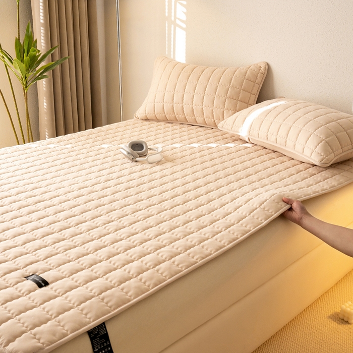 91家纺网 家纺一手货源 找家纺 X猫先生 2024新款A类防水床褥床护垫原棉大豆抗菌夹棉护垫软床垫（跑量款） 爱格-奶咖