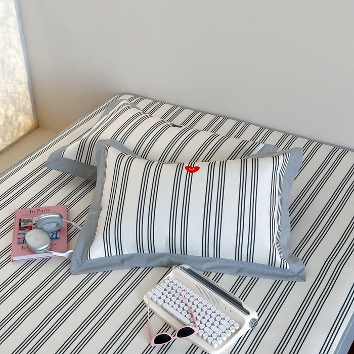 91家纺网 家纺一手货源 找家纺 时年家纺 2024新款条纹刺绣冰丝凉席--床笠款 床笠款-大吉大利