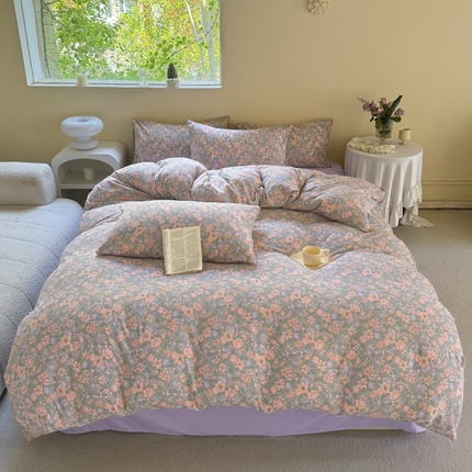 91家纺网 家纺一手货源 找家纺 （总）贝扬思家纺 2024新款水洗皱皱纱简约款四件套-系列二