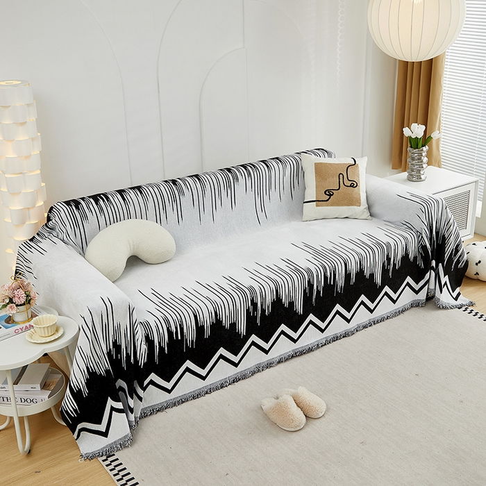 91家纺网 家纺一手货源 找家纺 共鸣沙发套 2024新款雪尼尔提花系列沙发巾 线条