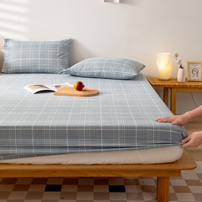 91家纺网 家纺一手货源 找家纺 萌飞 2024新款A类色织水洗棉床笠 柏林兰