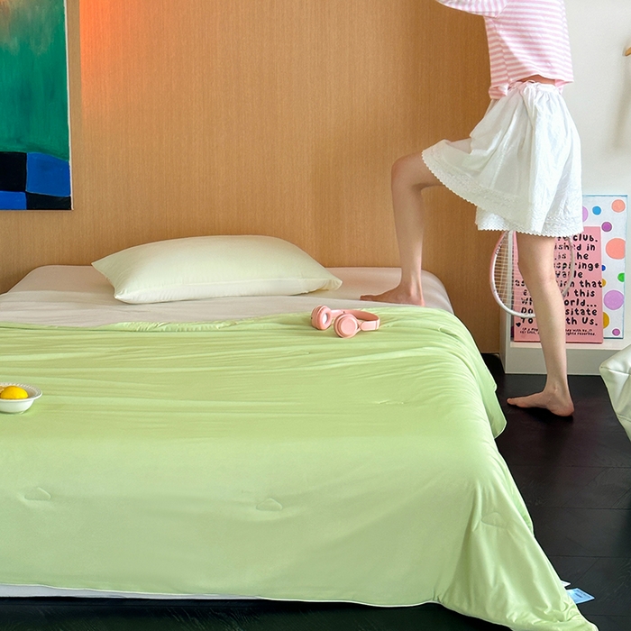 91家纺网 家纺一手货源 找家纺 昔可家纺 2024新款冰淇淋瓜瓜夏凉被 薄荷绿