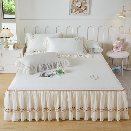 91家纺网 家纺一手货源 找家纺 菊上家纺 2024新款雅典娜系列—PE全凉感软席床裙款 雅典娜-白