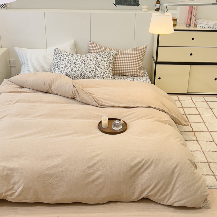 91家纺网 家纺一手货源 找家纺 感遇家纺 2024新款水洗棉混搭印花四件套 春锦