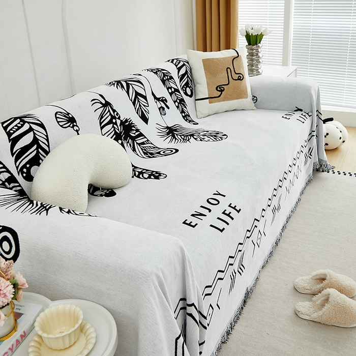 91家纺网 家纺一手货源 找家纺 共鸣沙发套 2024新款雪尼尔提花系列沙发巾 屿森