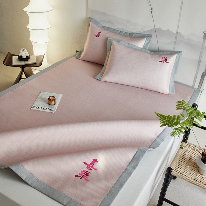 91家纺网 家纺一手货源 找家纺 （总）时年家纺 2024新款喜乐刺绣冰藤席