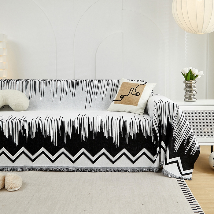 91家纺网 家纺一手货源 找家纺 共鸣沙发套 2024新款雪尼尔提花系列沙发巾 线条