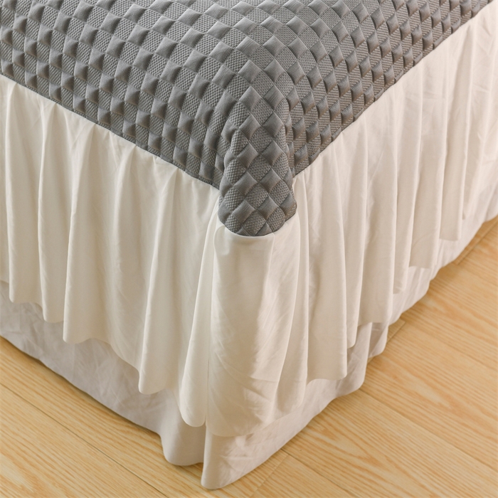 91家纺网 家纺一手货源 找家纺 乐家欣 2024新款A类抗菌冰豆豆床裙款凉席 菱格-极致灰