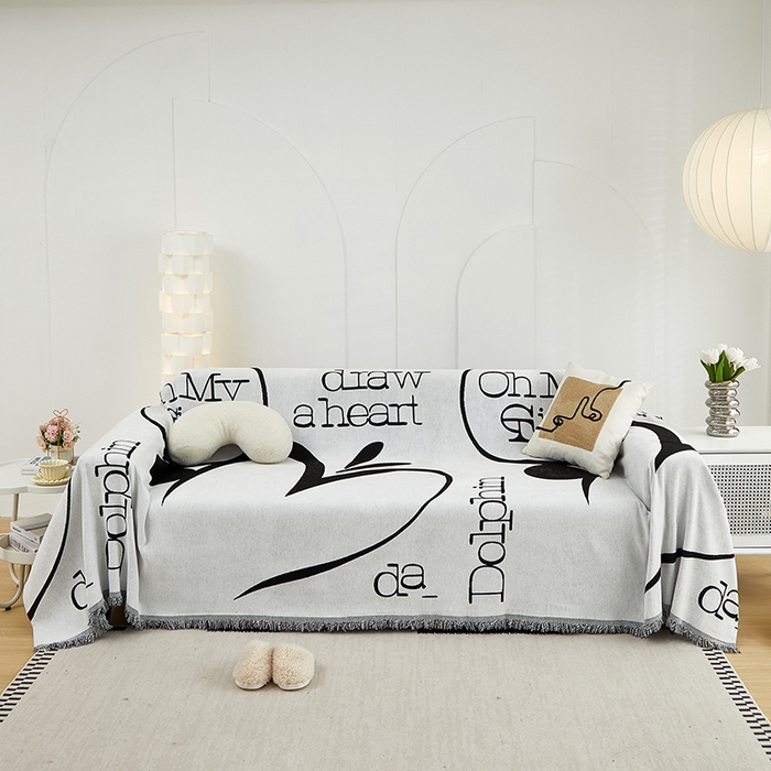 91家纺网 家纺一手货源 找家纺 共鸣沙发套 2024新款雪尼尔提花系列沙发巾 爱心
